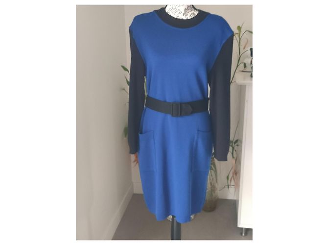 Abito in lana blu e nero Yves Saint Laurent - vista 11