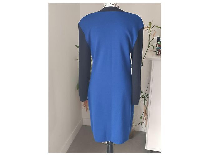 Abito in lana blu e nero Yves Saint Laurent - vista 2