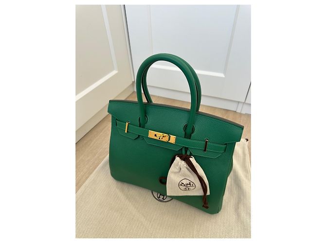 Hermès Birkin 30 Verde e Dourado Couro - vista 2