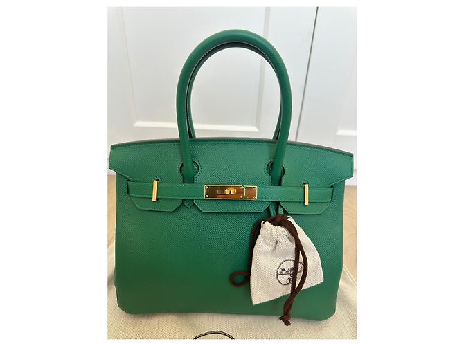 Hermès Birkin 30 Verde e Dourado Couro - vista 7