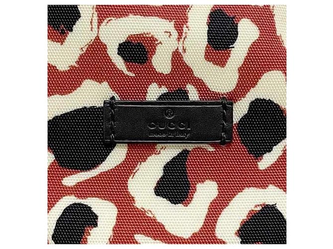 Borsa tote in tela e pelle nera e rossa Gucci Nero Rosso - vista 4