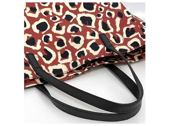 Borsa tote in tela e pelle nera e rossa Gucci Nero Rosso - vista 6