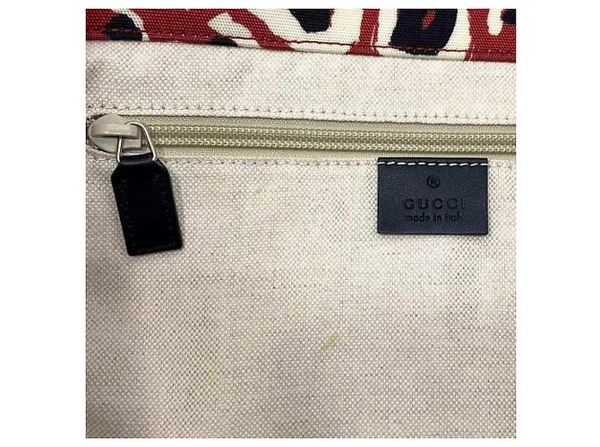 Borsa tote in tela e pelle nera e rossa Gucci Nero Rosso - vista 9