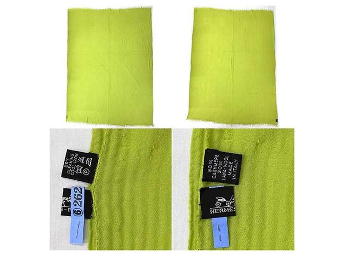 Hermès Stola in cashmere e lana verde chiaro Hermes - vista 3