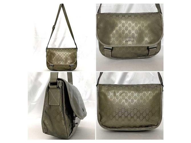 Borsa a spalla Gucci verde e khaki Cachi - vista 3