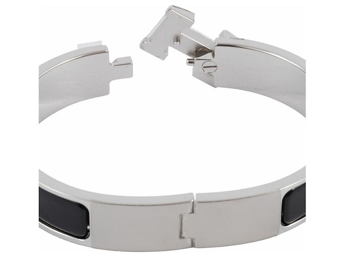 Hermès Hermes Emaille Charm-Armband Schwarz Silber - Ansicht 6