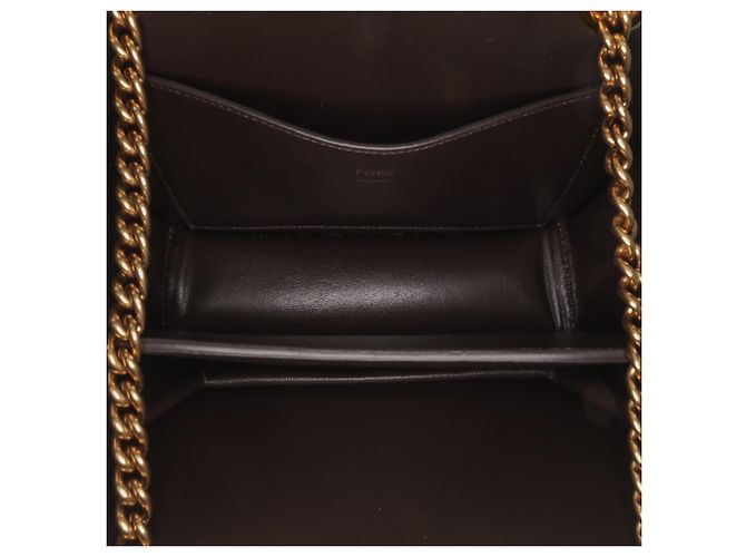 Borsa a spalla Fendi in vitello marrone Vitello King Nubuck Pequin Karligraphy - vista 4