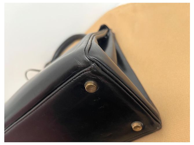 Hermès Kelly 28 – Scatola nera – 1955 – Metallo dorato – Pezzo raro Nero - vista 14