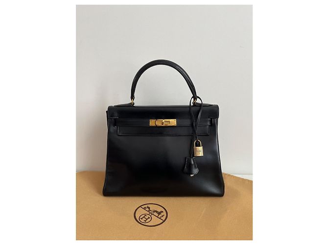 Hermès Kelly 28 – Scatola nera – 1955 – Metallo dorato – Pezzo raro Nero - vista 2