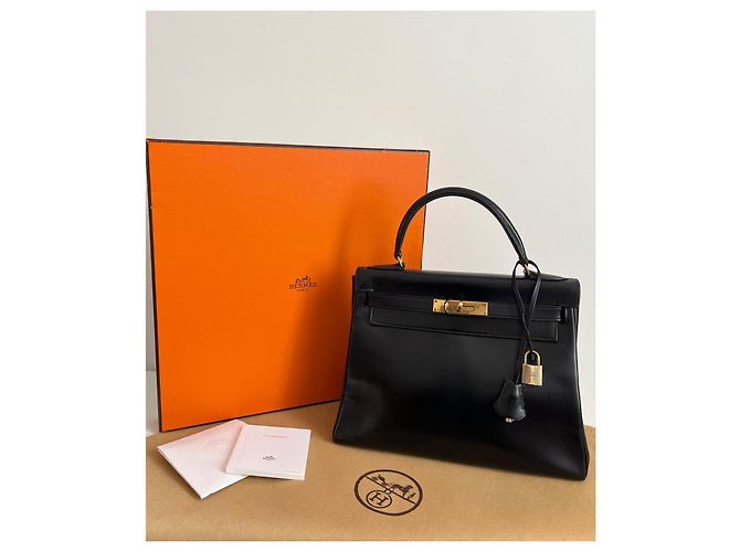 Hermès Kelly 28 – Scatola nera – 1955 – Metallo dorato – Pezzo raro Nero - vista 3