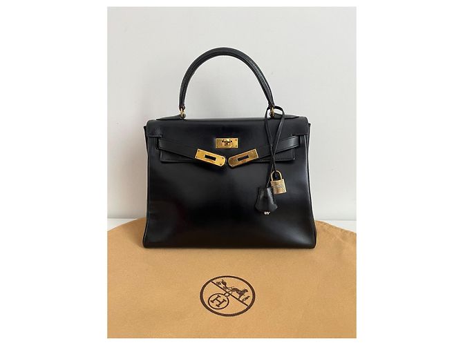 Hermès Kelly 28 – Scatola nera – 1955 – Metallo dorato – Pezzo raro Nero - vista 4
