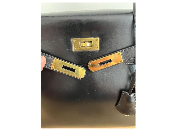 Hermès Kelly 28 – Scatola nera – 1955 – Metallo dorato – Pezzo raro Nero - vista 9