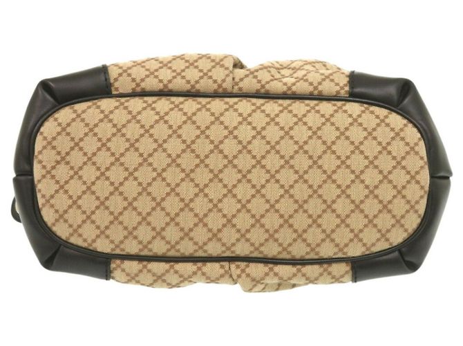 Gucci GG Canvas Leather Handbag Black Beige - view 6