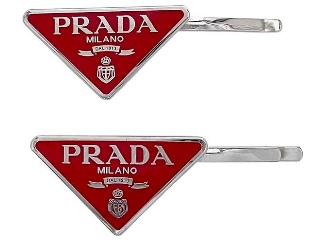 Prada Haarspange in Rot und Silber - Ansicht 2