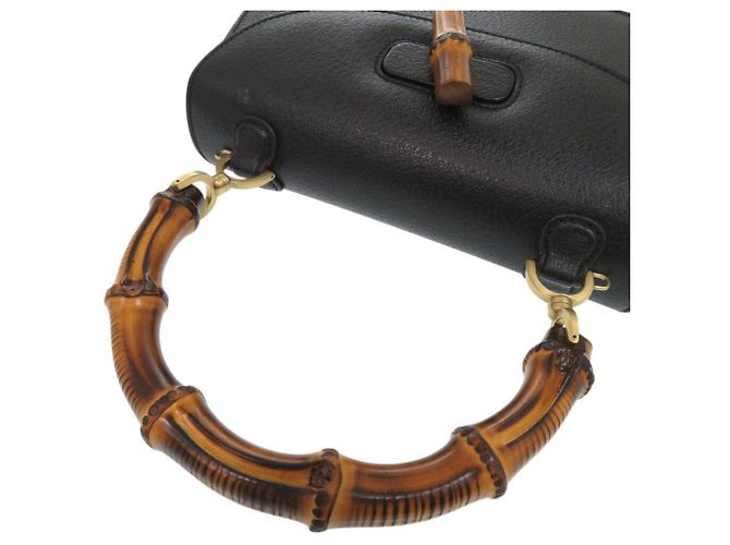 Borsa in pelle Gucci Bamboo Nero - vista 9