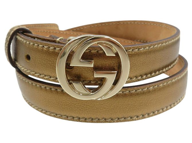 Gucci GG 159614 Ledergürtel in Gold - Ansicht 2