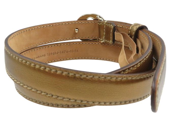 Gucci GG 159614 Ledergürtel in Gold - view 3