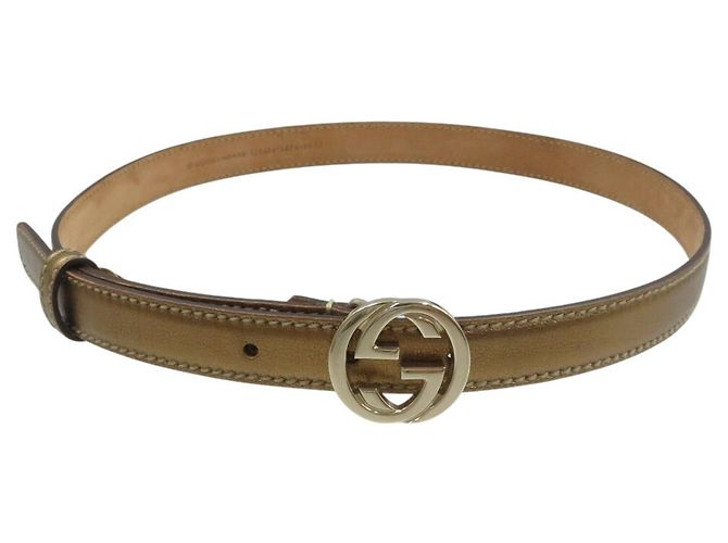Gucci GG 159614 Ledergürtel in Gold - view 4