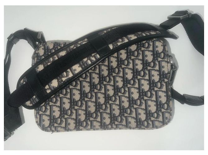 Christian Dior Borsa a tracolla Safari Jacquard Dior Oblique beige e nero - vista 6