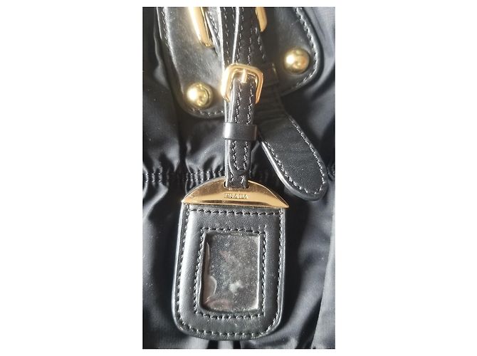 Prada Gaufre Handtasche Schwarz Leinen - Ansicht 2
