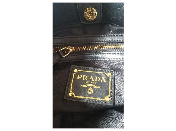Prada Gaufre Handtasche Schwarz Leinen - Ansicht 3