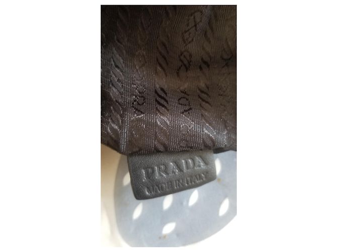 Prada Gaufre Handtasche Schwarz Leinen - Ansicht 5