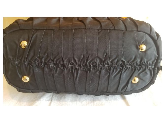 Prada Gaufre Handtasche Schwarz Leinen - Ansicht 7
