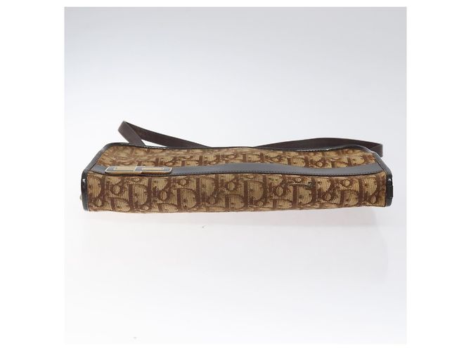 Borsa a spalla in tela Trotter Christian Dior marrone oro Auth 124989 D'oro - vista 10