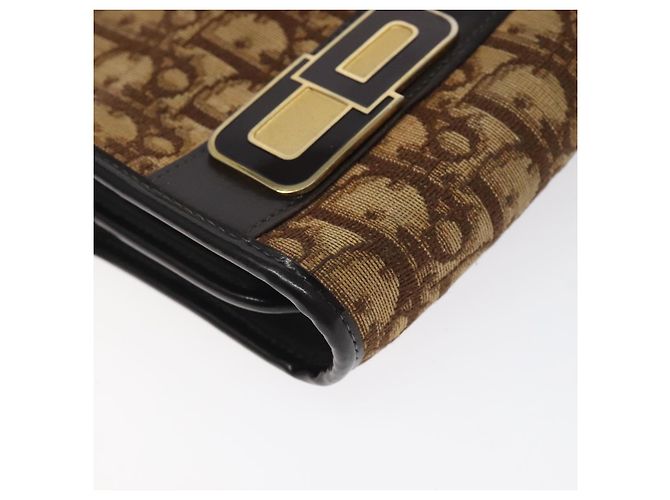 Borsa a spalla in tela Trotter Christian Dior marrone oro Auth 124989 D'oro - vista 12