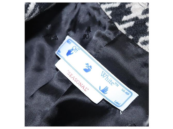 Off White Casaco Chester Off-White Jaqueta de Lã com Padrão Deslocado Preto Auth ym005M - vista 11