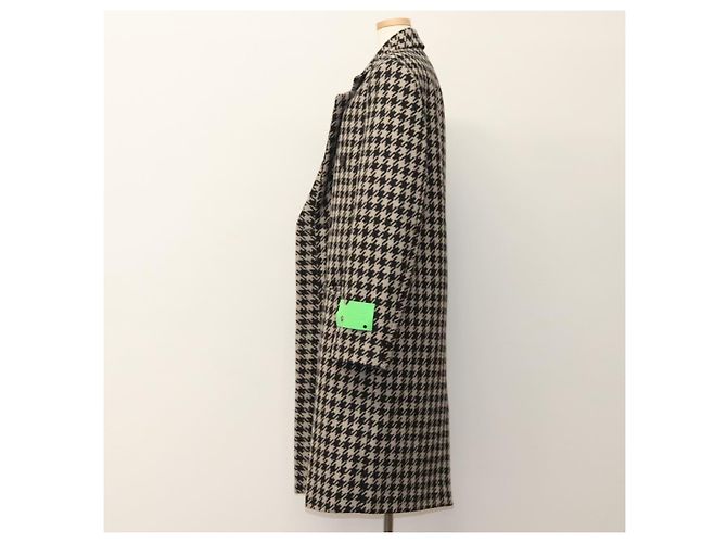 Off White Casaco Chester Off-White Jaqueta de Lã com Padrão Deslocado Preto Auth ym005M - vista 3