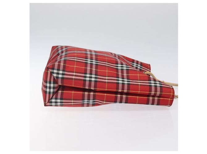 Burberry Nova Check Tote Bag aus Nylon rot Auth BA1829 - Ansicht 4
