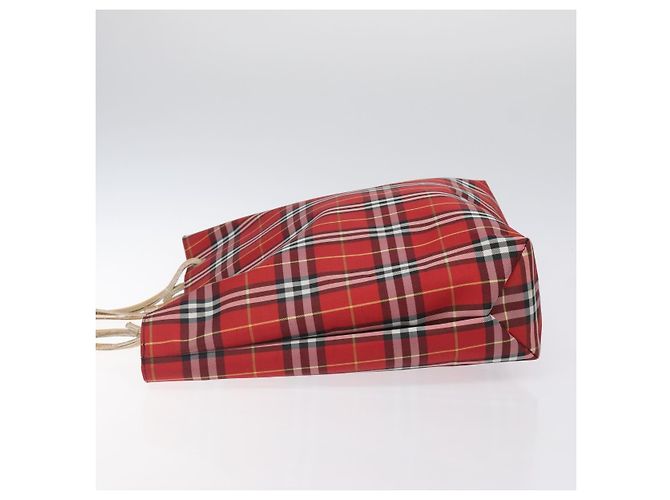 Burberry Nova Check Tote Bag aus Nylon rot Auth BA1829 - Ansicht 5