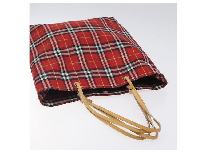 Burberry Nova Check Tote Bag aus Nylon rot Auth BA1829 - Ansicht 6