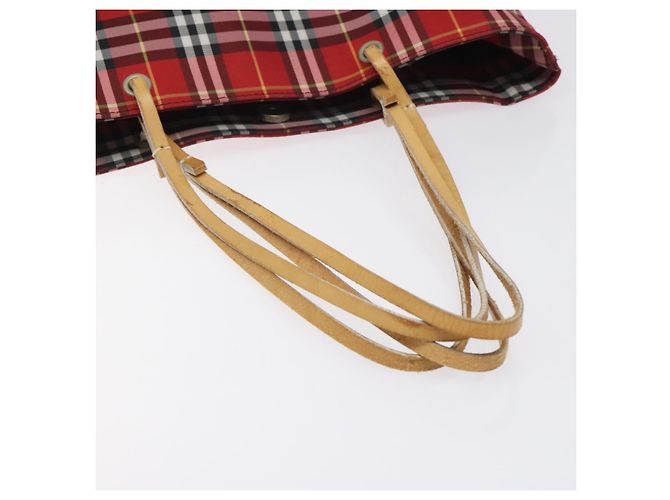 Burberry Nova Check Tote Bag aus Nylon rot Auth BA1829 - Ansicht 7