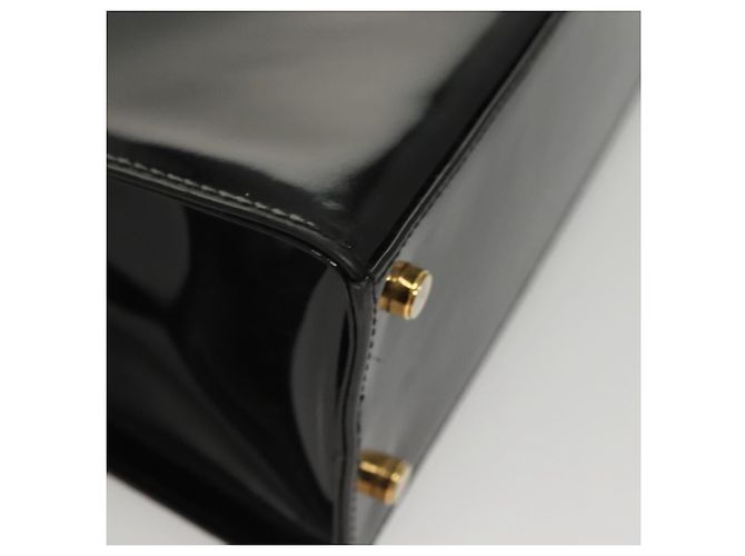 Borsa a spalla Vala Salvatore Ferragamo in pelle verniciata nera e oro Auth gh016 Nero D'oro - vista 10