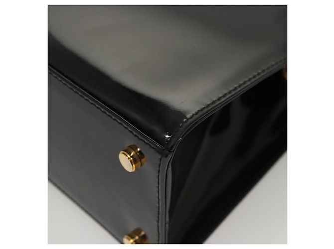 Borsa a spalla Vala Salvatore Ferragamo in pelle verniciata nera e oro Auth gh016 Nero D'oro - vista 11