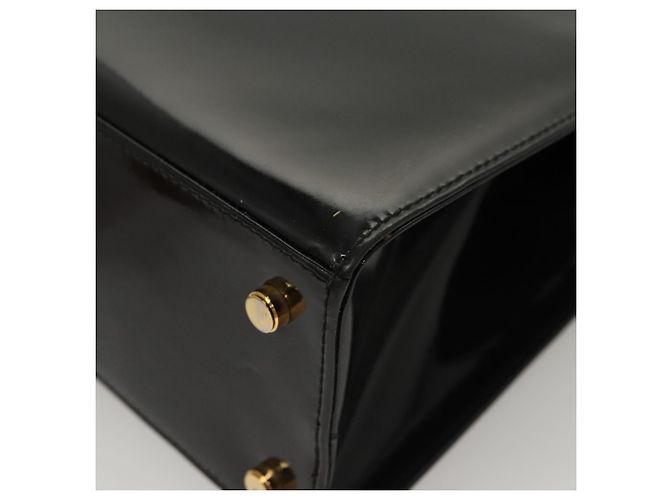 Borsa a spalla Vala Salvatore Ferragamo in pelle verniciata nera e oro Auth gh016 Nero D'oro - vista 13