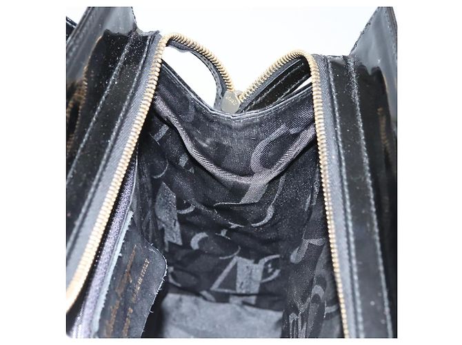 Borsa a spalla Vala Salvatore Ferragamo in pelle verniciata nera e oro Auth gh016 Nero D'oro - vista 18