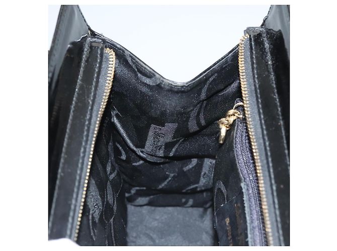 Borsa a spalla Vala Salvatore Ferragamo in pelle verniciata nera e oro Auth gh016 Nero D'oro - vista 19