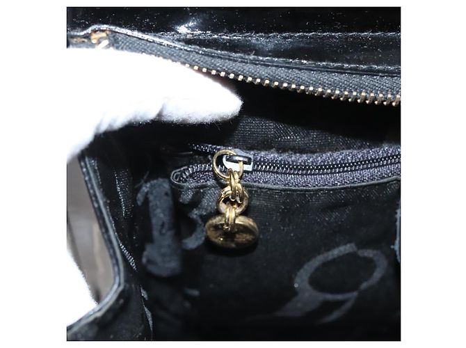 Borsa a spalla Vala Salvatore Ferragamo in pelle verniciata nera e oro Auth gh016 Nero D'oro - vista 20