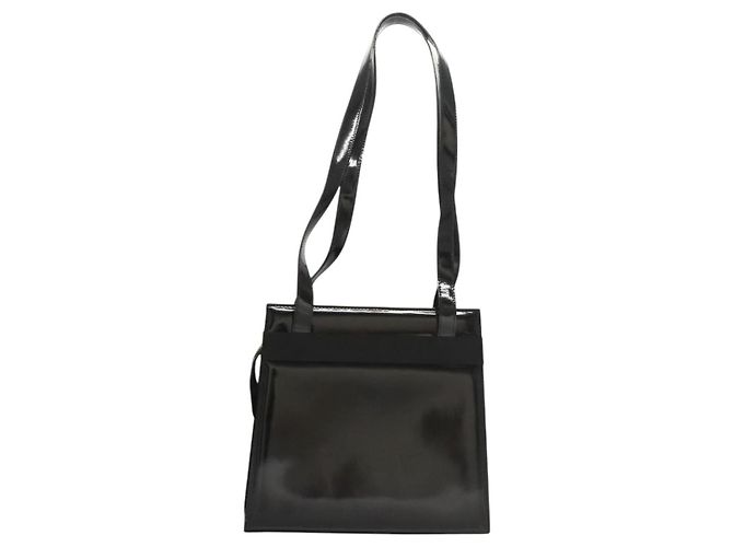 Borsa a spalla Vala Salvatore Ferragamo in pelle verniciata nera e oro Auth gh016 Nero D'oro - vista 3