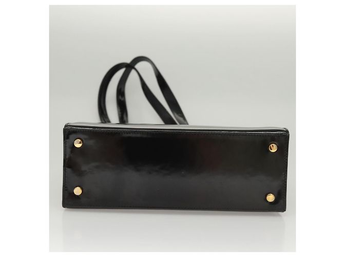 Borsa a spalla Vala Salvatore Ferragamo in pelle verniciata nera e oro Auth gh016 Nero D'oro - vista 9