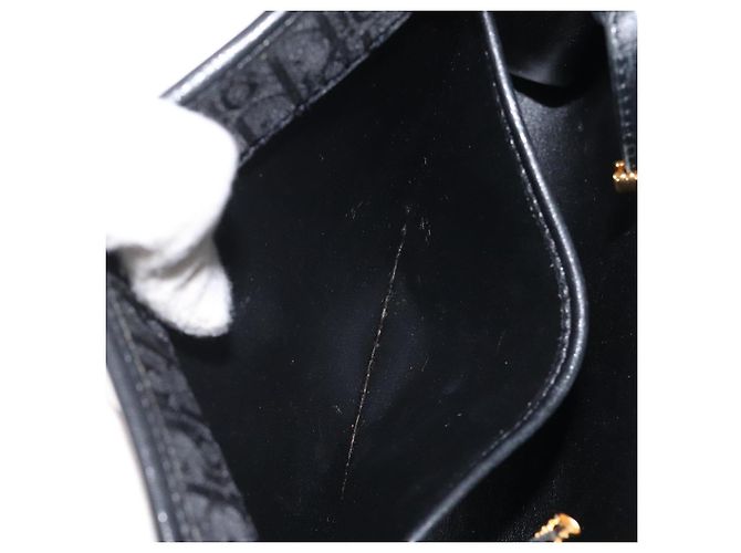 Borsa a spalla in tela Trotter Christian Dior nera e oro Auth BA1830 Nero D'oro - vista 20