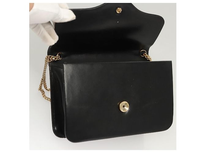 Borsa a spalla con catena Christian Dior in pelle nera e oro Auth BA2045 Nero D'oro - vista 15