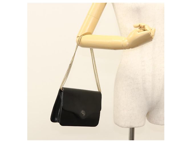 Borsa a spalla con catena Christian Dior in pelle nera e oro Auth BA2045 Nero D'oro - vista 21