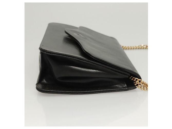 Borsa a spalla con catena Christian Dior in pelle nera e oro Auth BA2045 Nero D'oro - vista 4