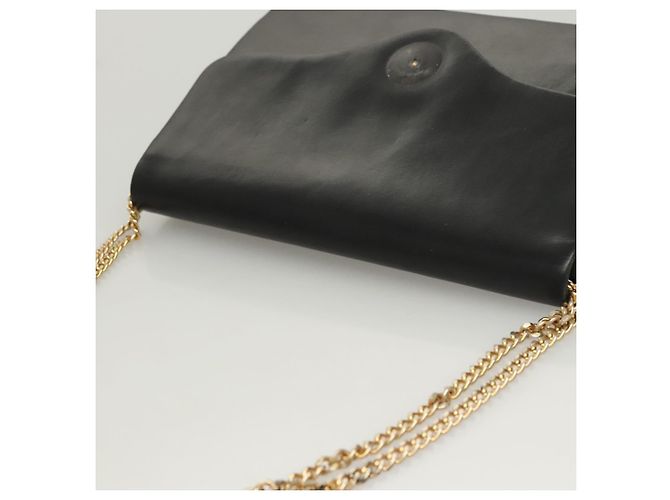 Borsa a spalla con catena Christian Dior in pelle nera e oro Auth BA2045 Nero D'oro - vista 6
