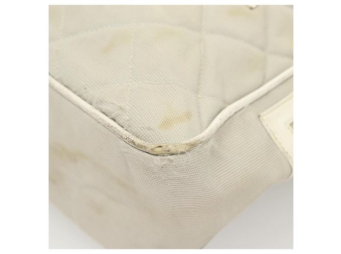 Borsa a spalla CHANEL in tela grigia argento CC Auth mr1301 Marrone - vista 11