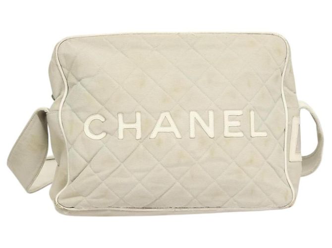 Borsa a spalla CHANEL in tela grigia argento CC Auth mr1301 Marrone - vista 2